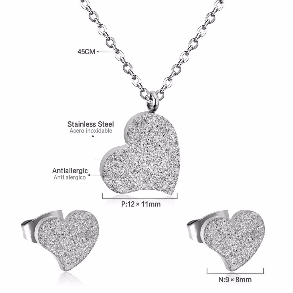 Damen Schmuckset mit Herzanhänger und Ohrringen aus hochwertigem Edelstahl Shop Nory