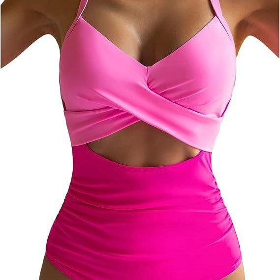 Damen Cut-Out Badeanzug mit Kreuzgurt