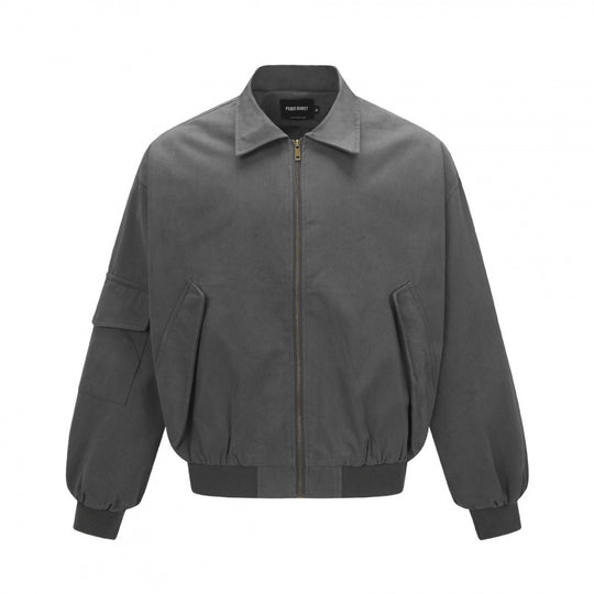 Unisex Oversize-Bomberjacke im Utility-Stil mit Reißverschluss, aufgesetzten Klappentaschen und Rippabschluss Shop Nory