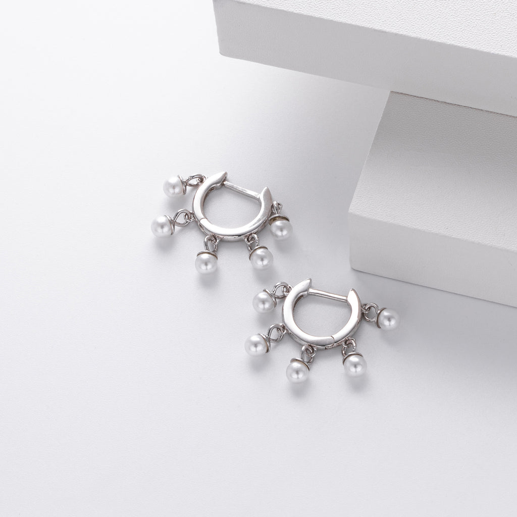 Damen Creolen mit eleganten Perlenanhängern Shop Nory