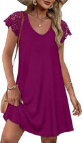 Damen Sommerkleid mit eleganten Spitzenärmeln und floralem Muster