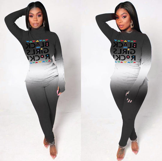 Damen Zweiteiliges Lounge-Set mit Statement-Print, Langarmshirt und Highwaist-Leggings Shop Nory