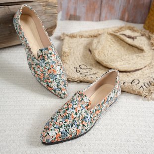 Damen Ballerinas mit eleganter Tweed-Oberfläche