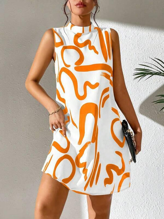 Damen Minimalistisches Cocktailkleid mit modernem grafischen Muster