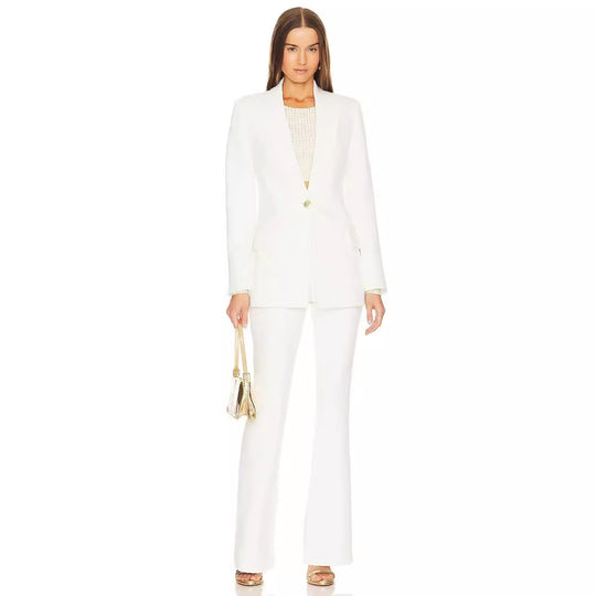 Damen Zweiteiliger Tailoring‑Anzug mit tailliertem Ein‑Knopf‑Blazer und ausgestellter Schlaghose Shop Nory