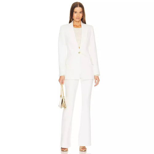 Damen Zweiteiliger Tailoring‑Anzug mit tailliertem Ein‑Knopf‑Blazer und ausgestellter Schlaghose Shop Nory