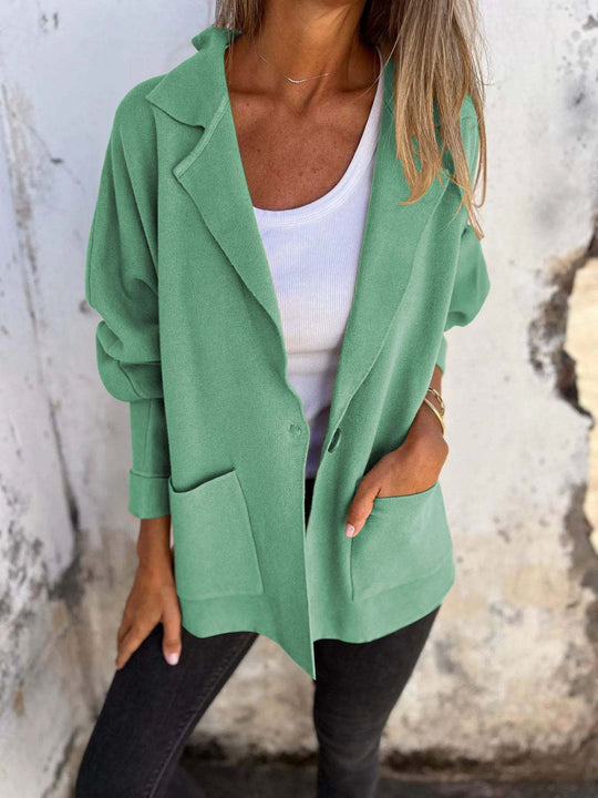 Damen Lässiger Oversize-Blazer mit praktischen Taschen und Knopfverschluss