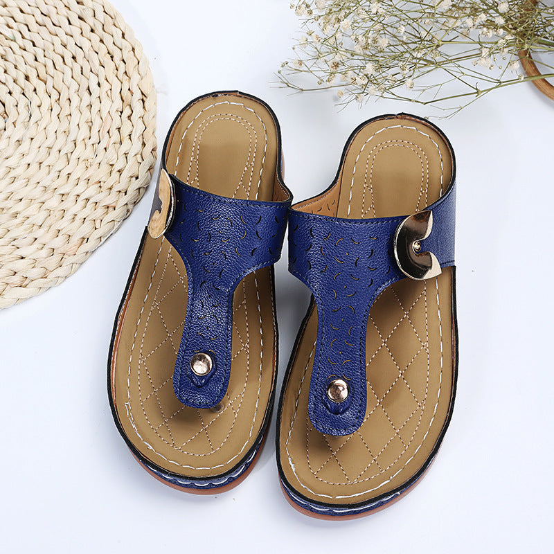 Damen Bequeme Zehentrenner-Sandalen mit verstellbarem Riemen und gepolsterter Sohle