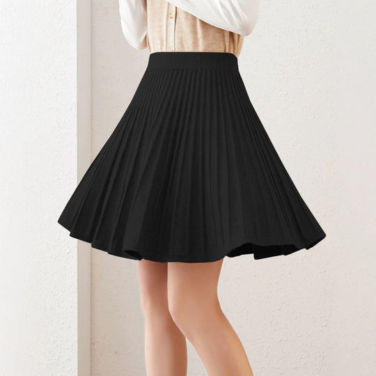 Damen Plissierter Wollrock mit elastischem Bund Shop Nory