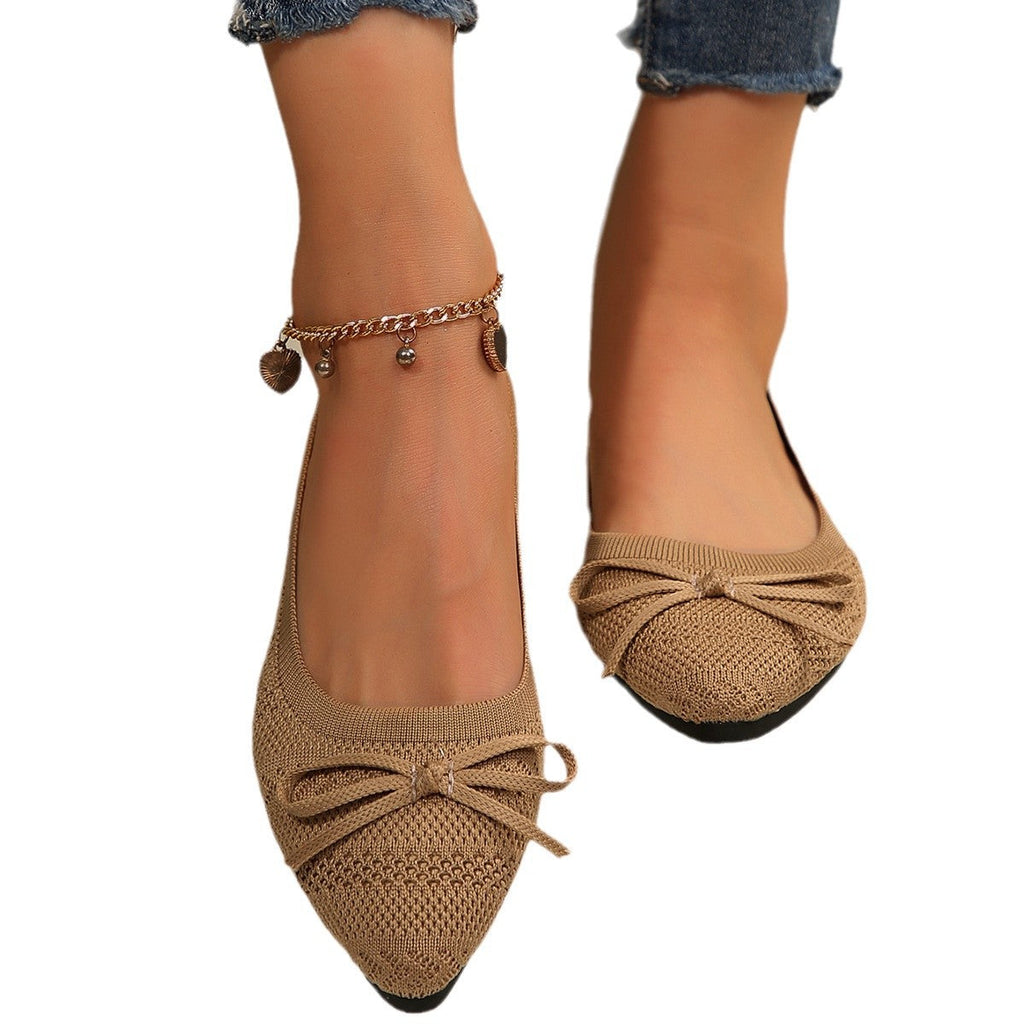 Damen elegante Ballerinas mit stylischem Schleifen-Detail aus atmungsaktivem GewShopnorye Shopnory