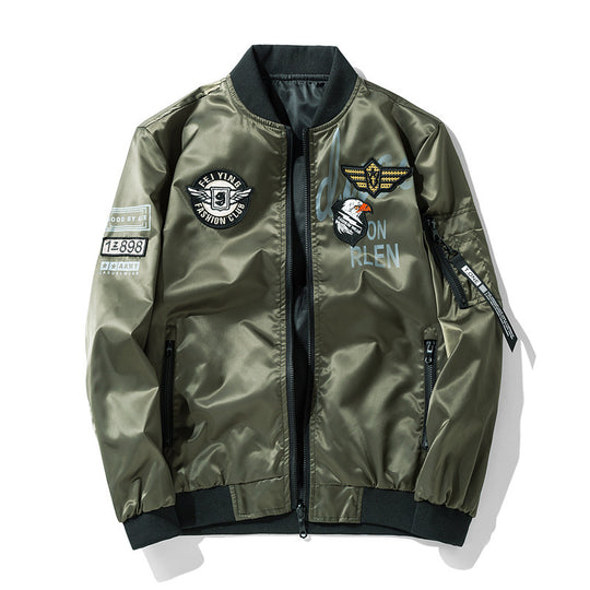 Herren Piloten-Bomberjacke im Aviator-Look mit Patch‑Applikationen und windabweisendem Nylon Shop Nory