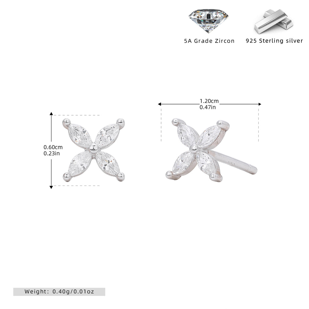 Damen Ohrstecker aus 925 Sterling Silber mit funkelndem Zirkonblüten-Design Shop Nory