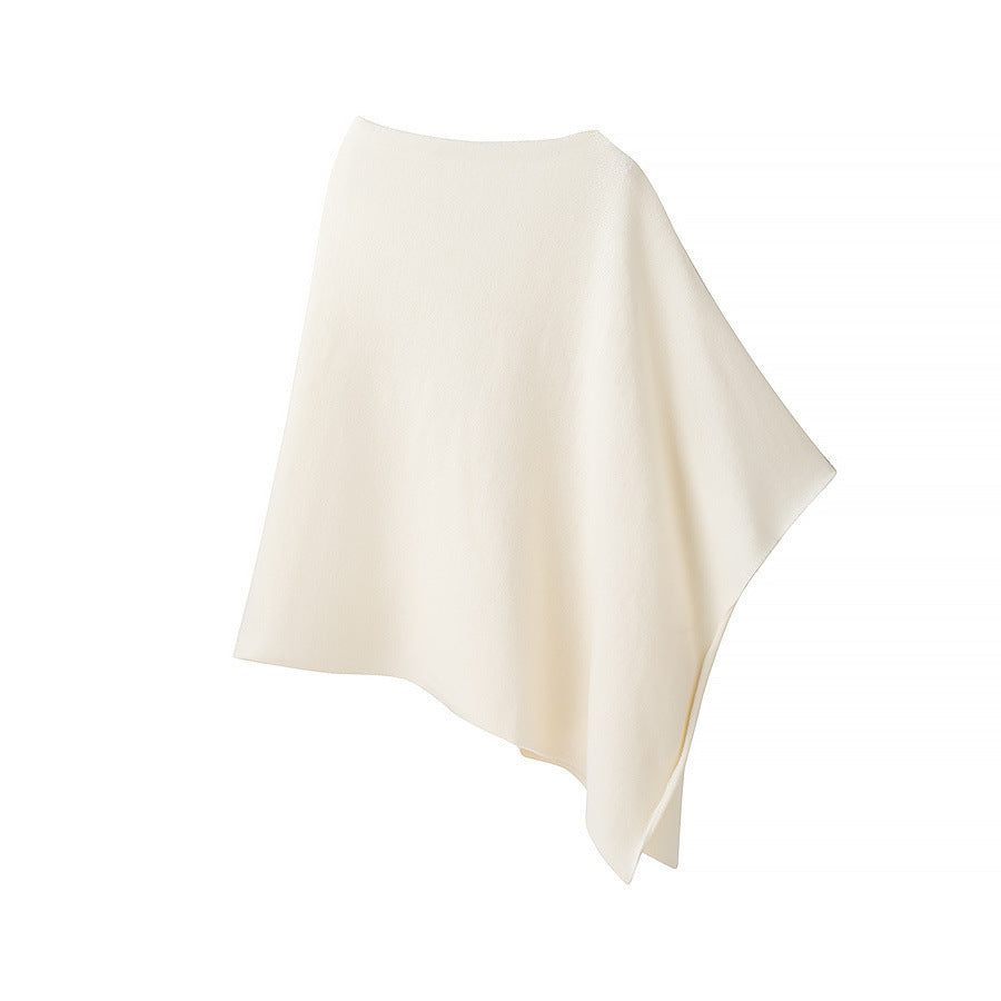 Damen Leichter Strickponcho mit asymmetrischem Saum und U-Boot-Ausschnitt Shop Nory
