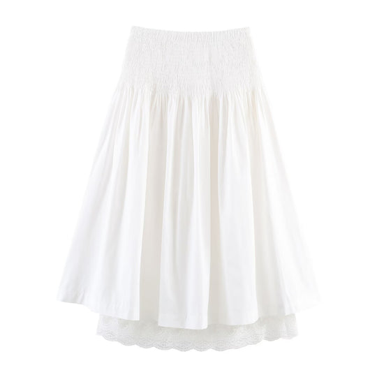 Damen Midirock mit Smokbund, voluminöser Tellerform und Spitzen‑Unterrock Shop Nory