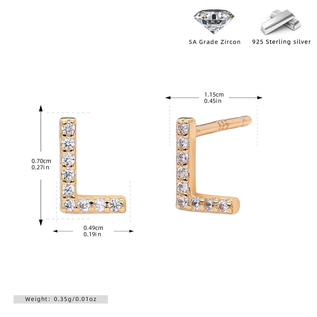 Damen Ohrstecker aus 925 Sterling Silber mit luxuriösem Zirkonbuchstaben R Shop Nory