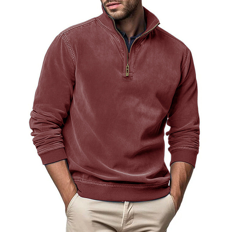 Herren Halbzip Sweatshirt mit Stehkragen und Rippbündchen Shop Nory