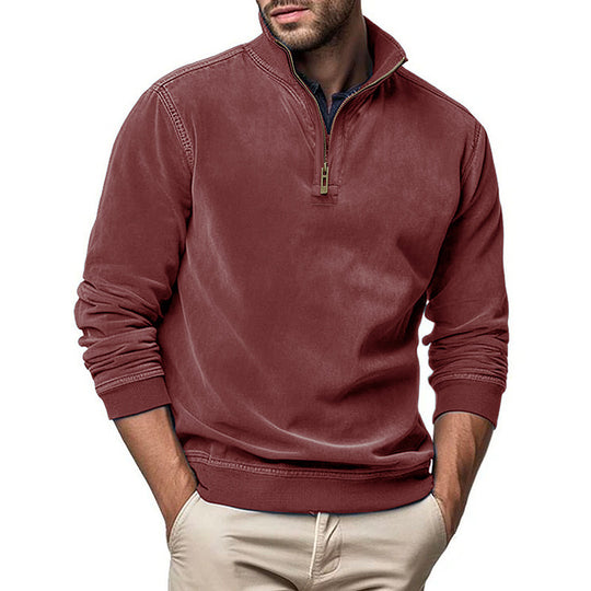 Herren Halbzip Sweatshirt mit Stehkragen und Rippbündchen Shop Nory