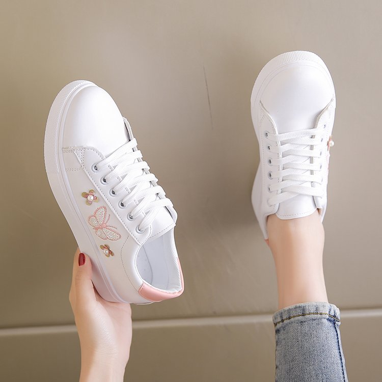 Damen Freizeit Sneakers mit verspieltem Schmetterlings- und Blumenmotiv