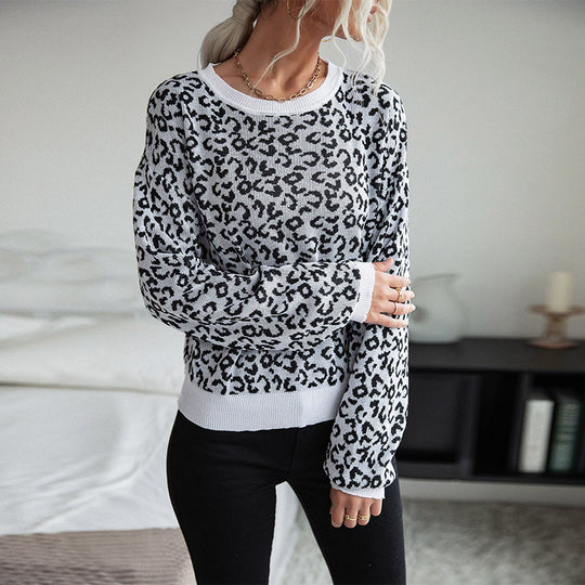 Damen Asymmetrischer Feinstrickpullover mit offener Schulter und Animal‑Jacquard Shop Nory