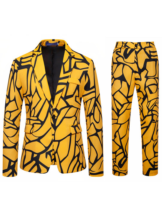 Herren Zweiteiliges Satin-Anzugsset mit grafischem Allover‑Print und schmaler Silhouette Shop Nory