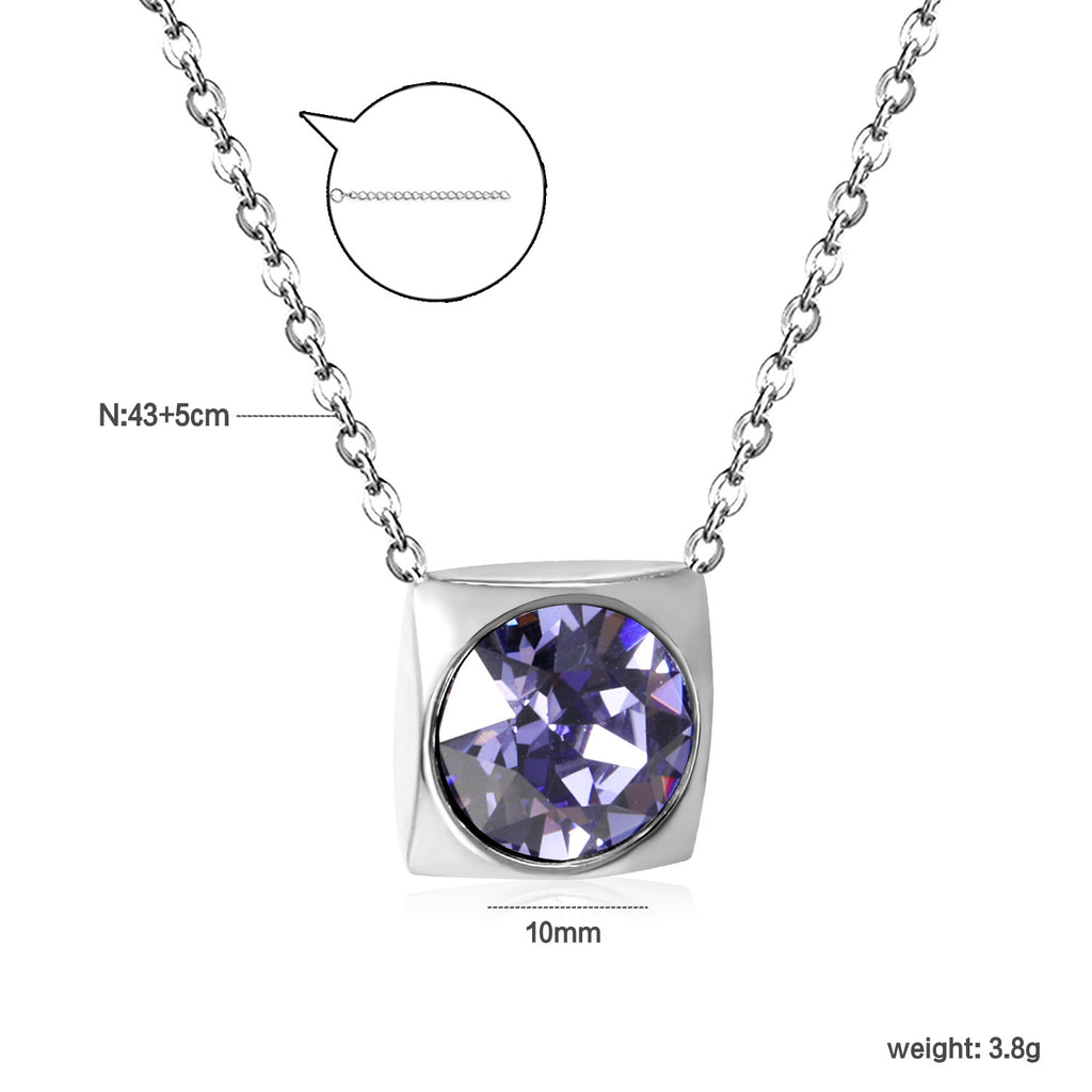 Damen Halskette mit quadratischem Kristallanhänger aus hochwertigem Edelstahl Shop Nory