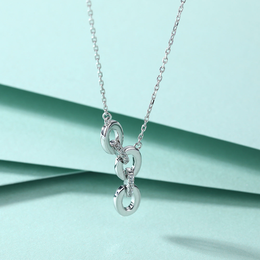 Damen Halskette mit elegantem Gliederdesign und funkelndem Zirkonia-Besatz Shop Nory