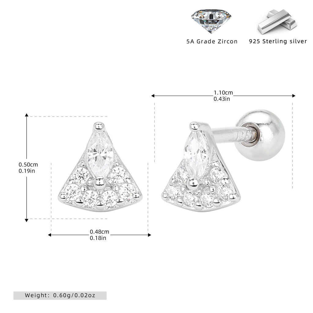 Damen Ohrstecker im eleganten Dreieckedesign mit funkelnden Zirkonen Shop Nory