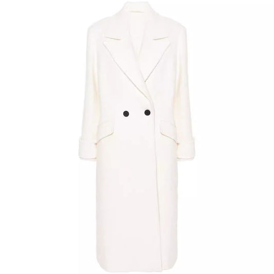 Damen Gerade geschnittener Midi-Wollmantel mit Oversize-Revers und verdeckter Knopfleiste Shop Nory