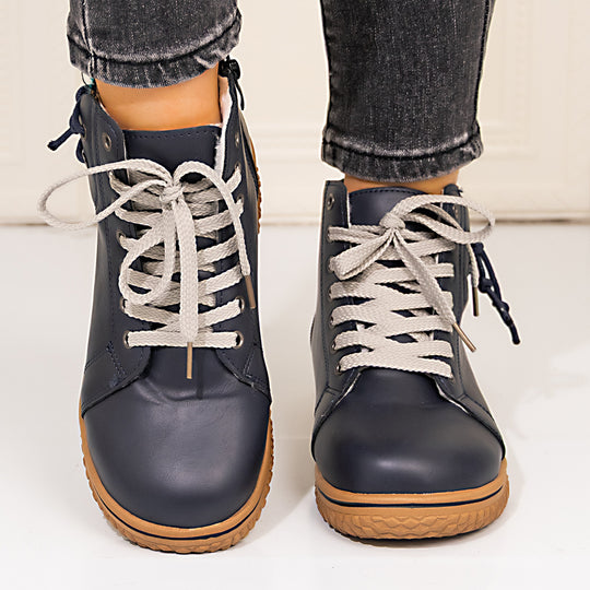 Damen gefütterte Schnür-Stiefelette mit seitlichem Reißverschluss und profilierter Gummisohle Shop Nory