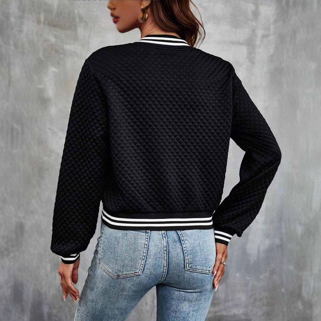 Damen Gepolsterte Bomberjacke mit Rautenstepp, Kontraststreifen und Reißverschluss Shop Nory
