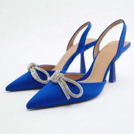 Damen elegante Slingback-Pumps mit glitzernden Schleifen-Details