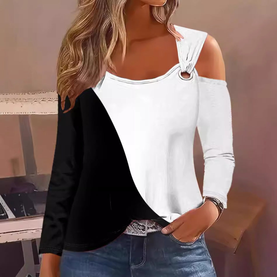 Damen Langarm-Oberteil mit Cut-Out-Details und asymmetrischem Design