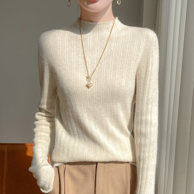Damen Schmal geschnittener Feinstrick-Pullover mit kurzem Stehkragen und feiner Rippenstruktur Shop Nory