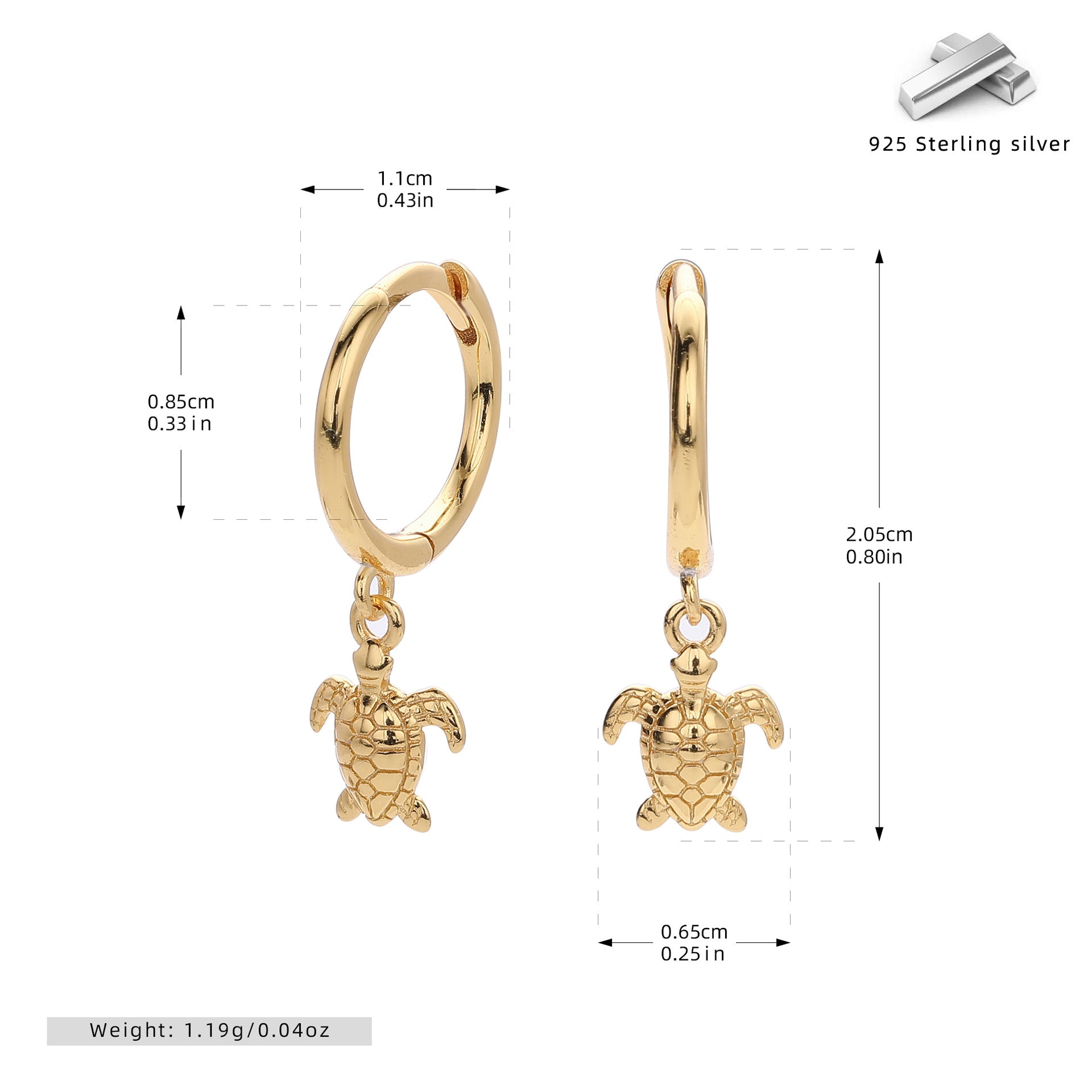Damen Ohrhänger mit maritimen Schildkröten-Anhängern aus 925 Sterling Silber Shop Nory