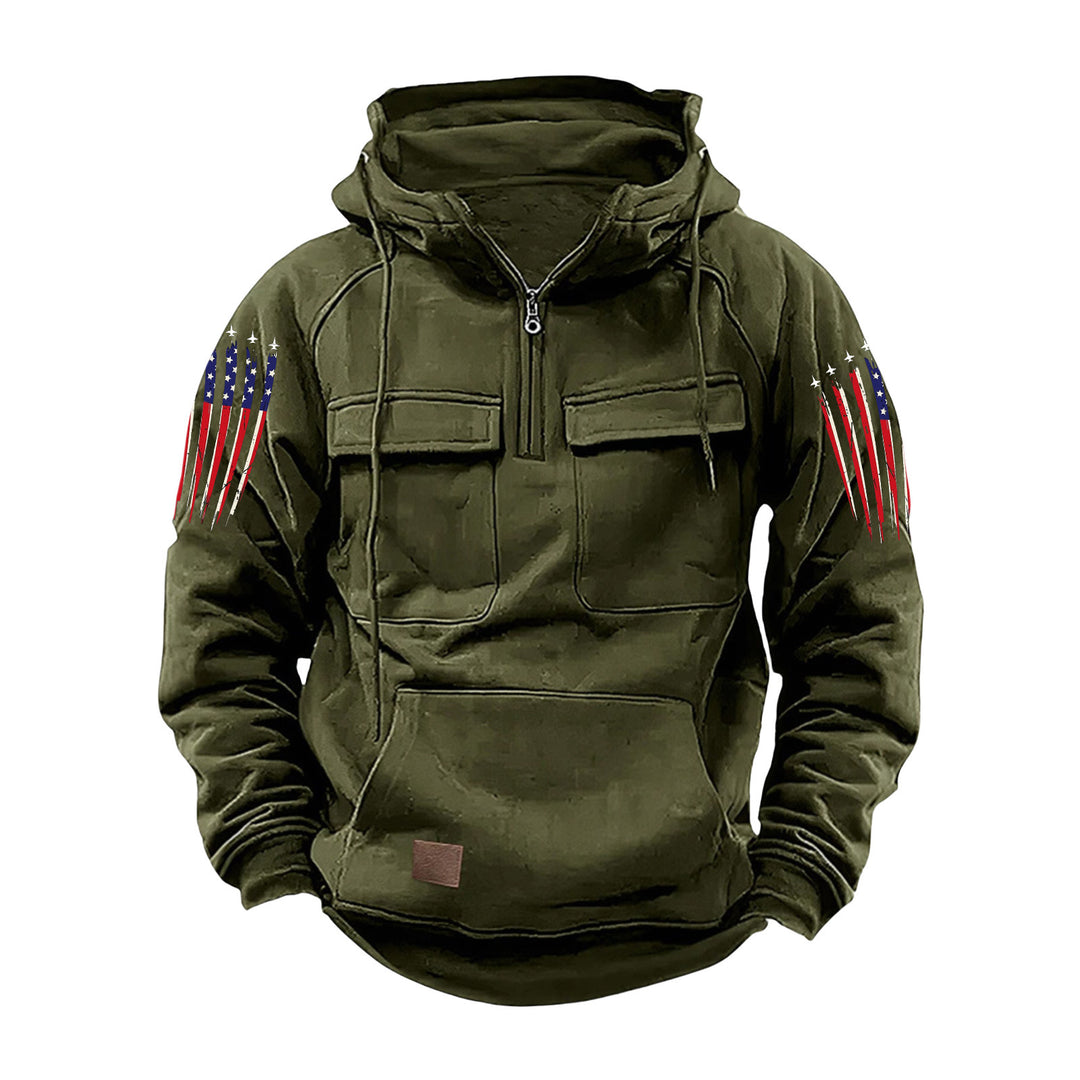 Herren nan Kapuzenpullover mit Halbzip, Cargo-Brusttaschen und Kängurutasche Shop Nory