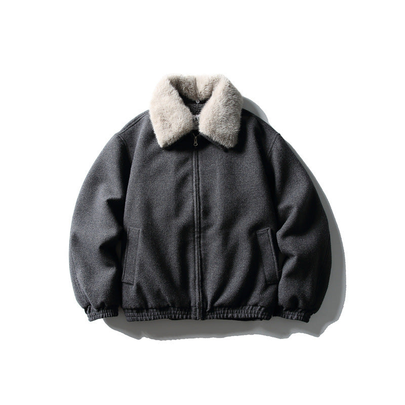 Herren Kurzboxy-Wollmix-Fliegerjacke mit Kunstfellkragen und elastischem Saum Shop Nory