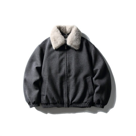 Herren Kurzboxy-Wollmix-Fliegerjacke mit Kunstfellkragen und elastischem Saum Shop Nory