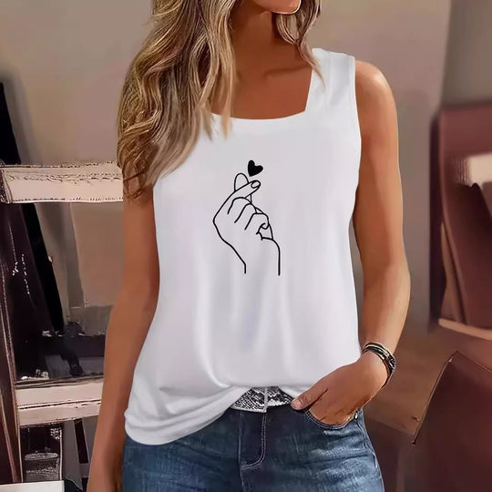 Damen ärmelloses T-Shirt mit kreativem Handdesign