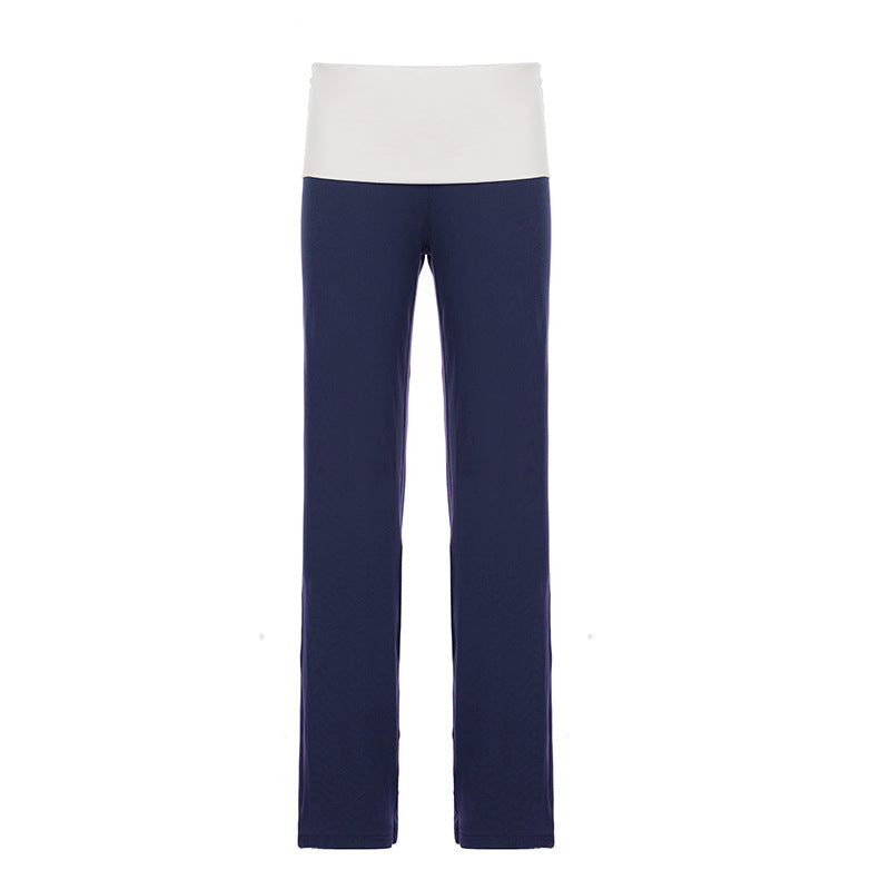 Damen nan weiche Yoga-Loungehose mit umklappbarem Bund und weitem Bein Shop Nory