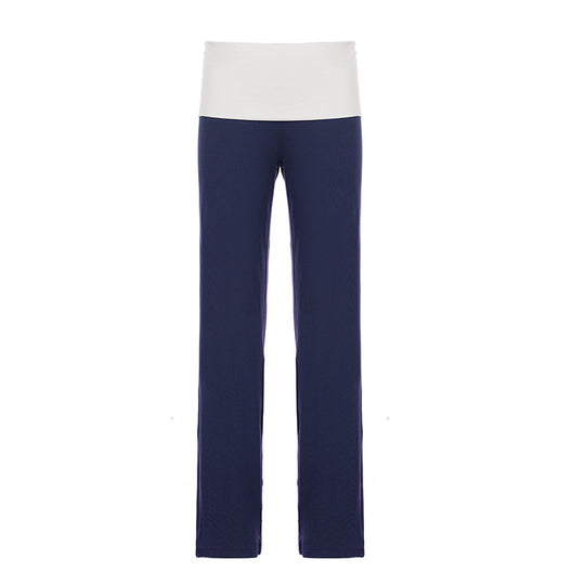 Damen nan weiche Yoga-Loungehose mit umklappbarem Bund und weitem Bein Shop Nory