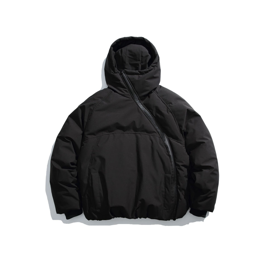 Unisex Kurz geschnittener asymmetrischer Steppparka mit Kapuze und Thermo‑Isolierung Shop Nory