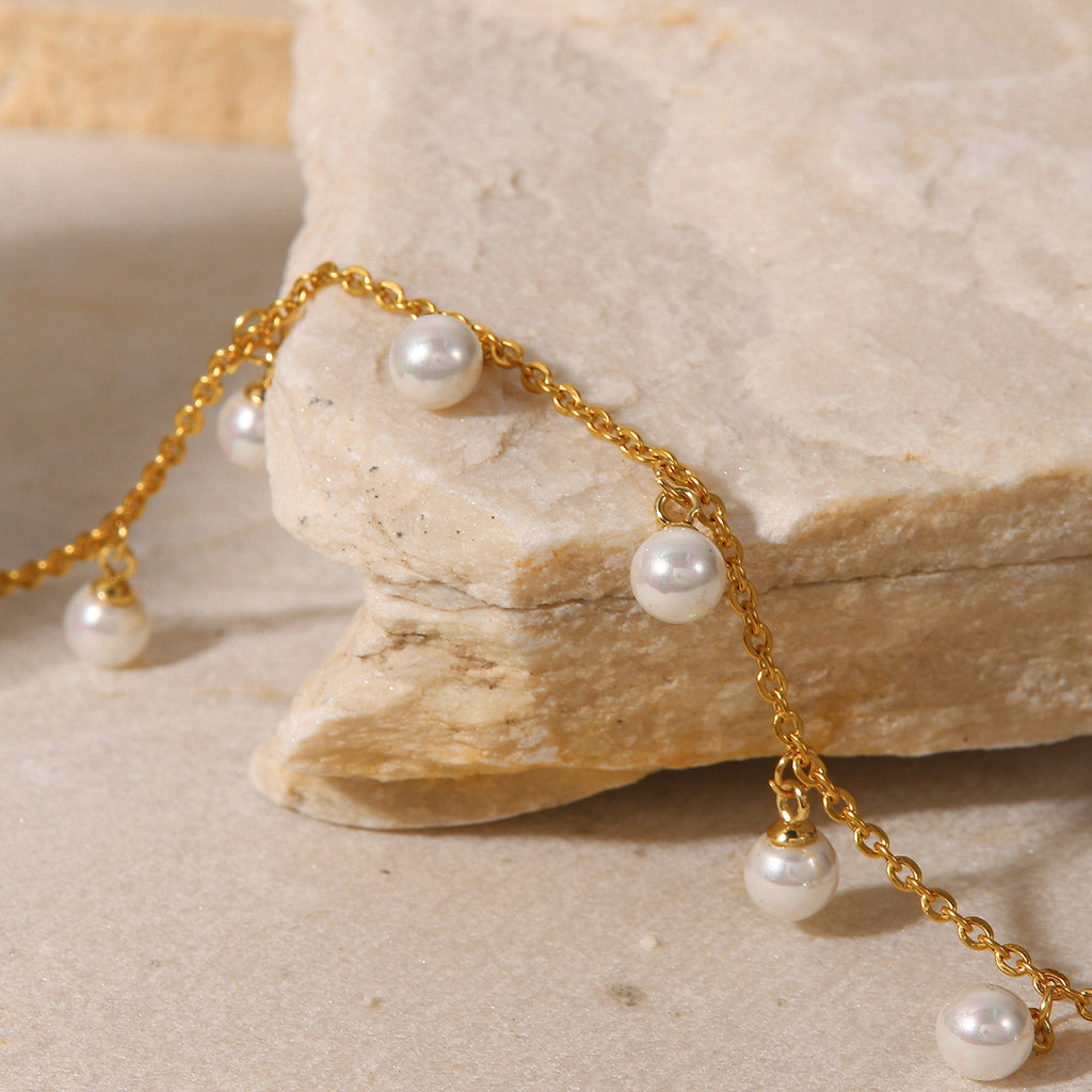 Damen Fußkettchen mit eleganten Perlenanhängern und hochwertiger Verarbeitung Shop Nory