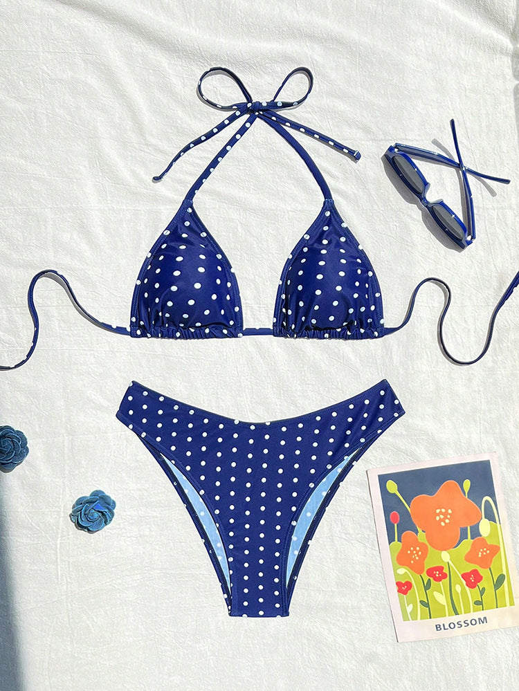 Damen Triangel-Bikini mit dekorativen Punkten Shopnory
