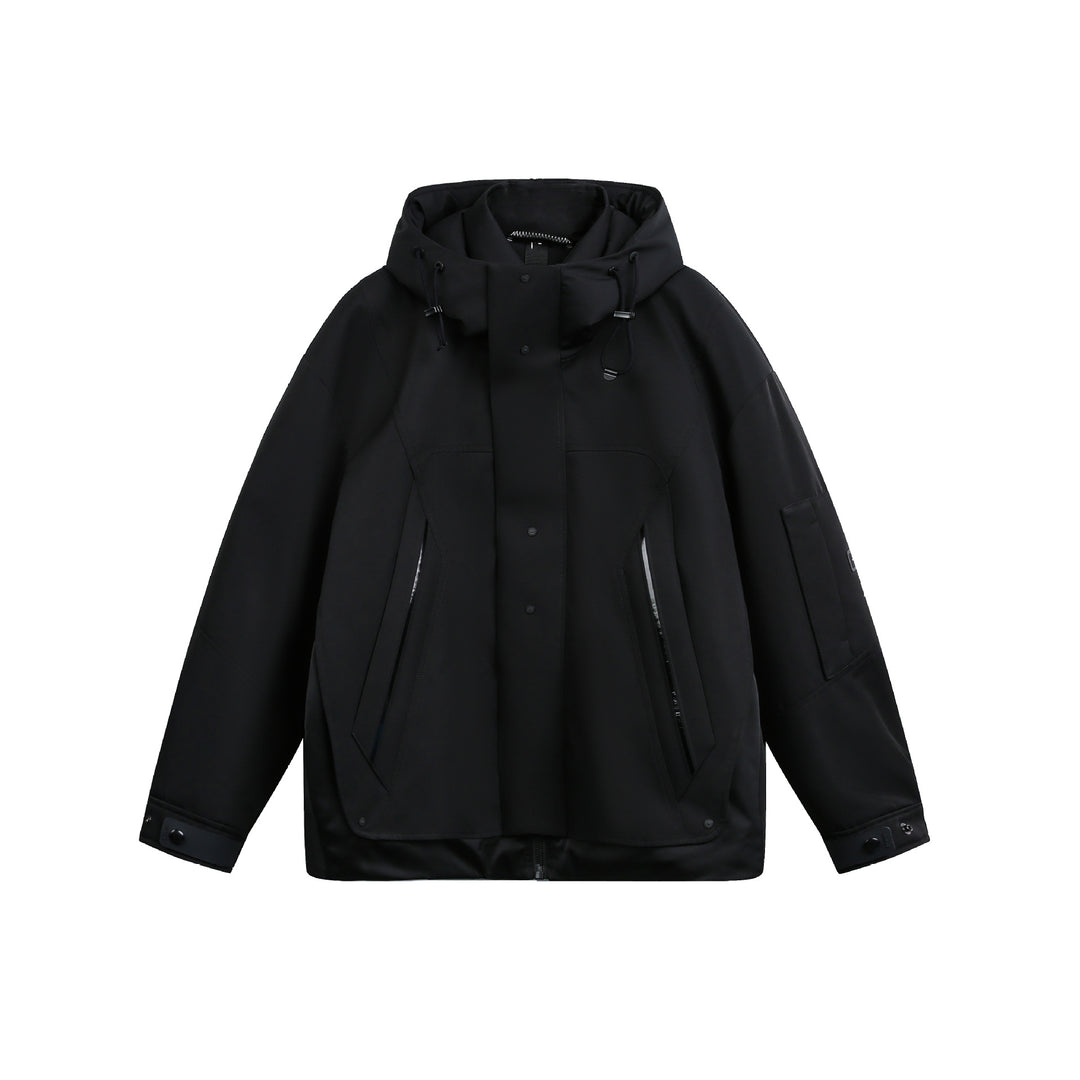 Unisex Technische wattierte Winterparka mit hoher Kapuze und mehreren Reißverschlusstaschen Shop Nory