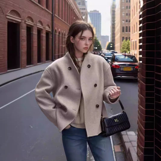 Damen Modische Oversized Wolljacke