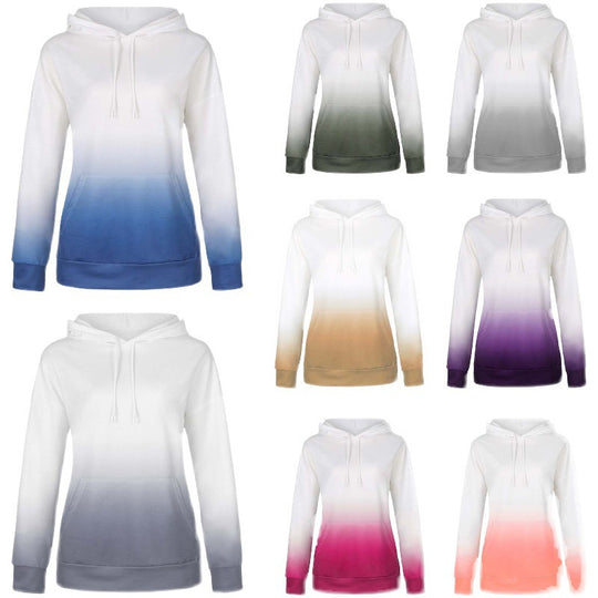 Damen Oversize Kapuzenpullover mit Dip-Dye Farbverlauf und Kängurutasche Shop Nory