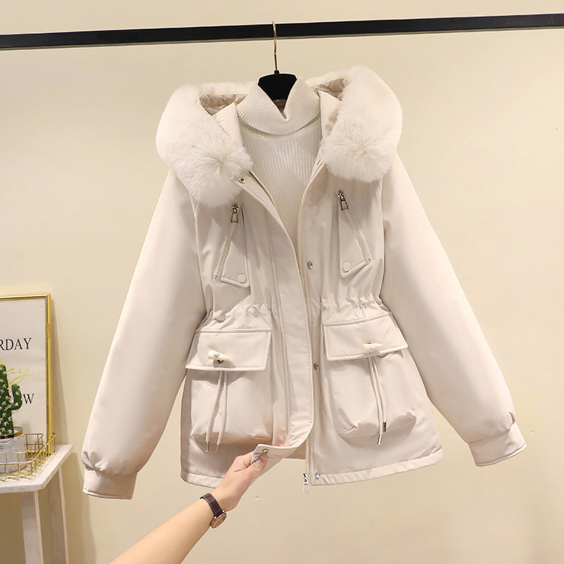 Damen nan Thermo-Parka mit Kapuze, voluminösem Kunstpelzkragen, Tunnelzugtaillierung und Multifunktions-Taschen Shop Nory
