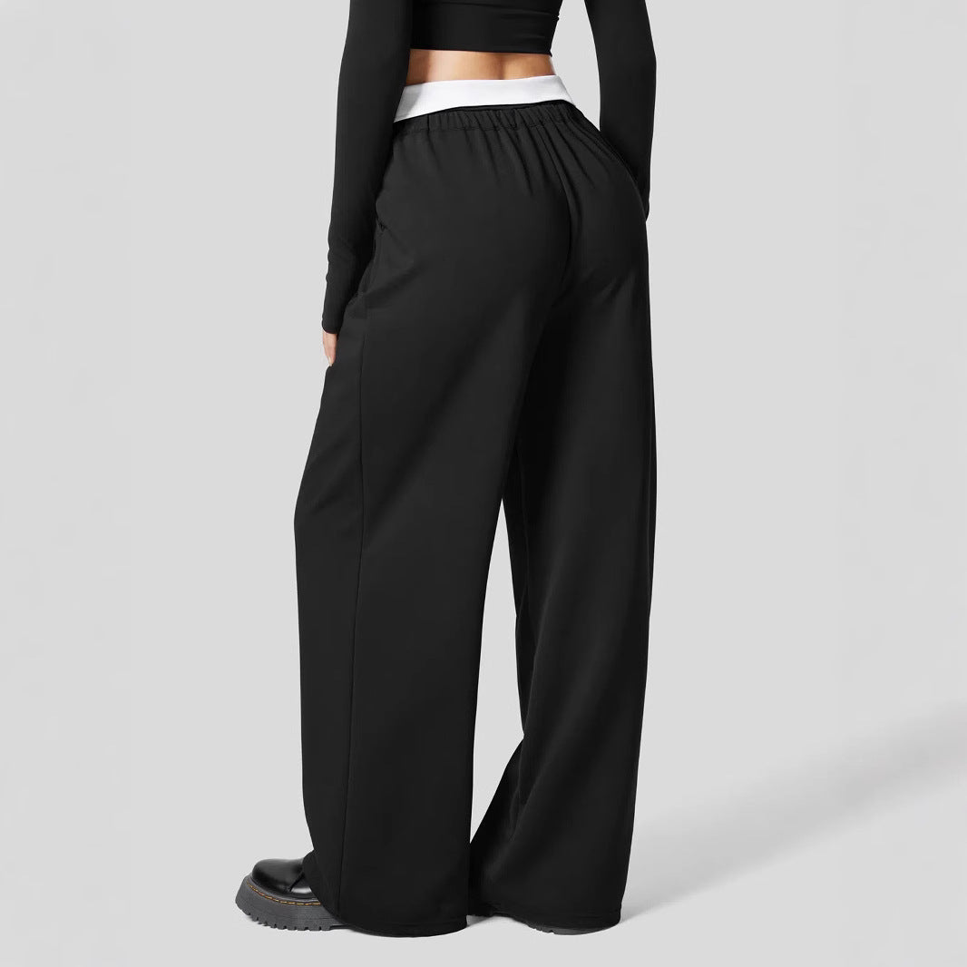 Damen Weite High-Waist-Hose mit Hemdkragen-Bund und Bügelfalte Shop Nory
