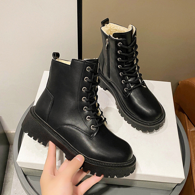 Damen Gefütterte Schnür-Bikerboots mit dicker Profilsohle Shop Nory