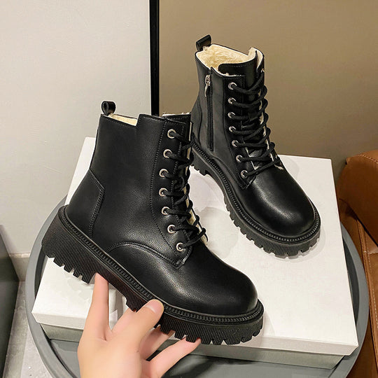 Damen Gefütterte Schnür-Bikerboots mit dicker Profilsohle Shop Nory